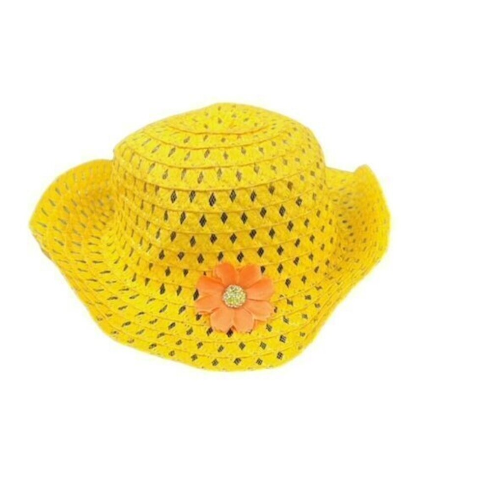 Girls Yellow Cowboy Hat Flower Summer Beach Western Cowgirl Cottagecore Rodeo‎